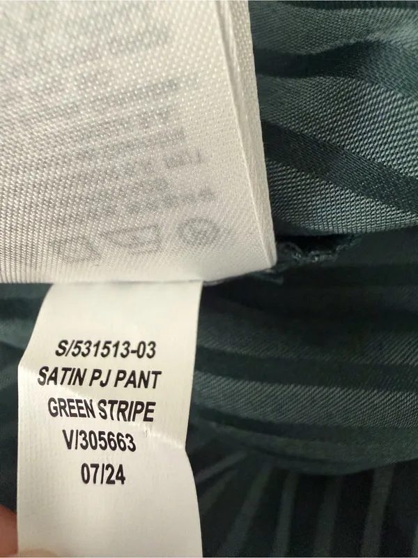 GapBody Satin PJ Pant M Green Stripe Pajama Pants Elastic Drawstring NWT(A911) - Image 15