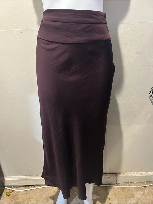 Free People Chocolate Brown Satin Maxi Skirt - Image 2