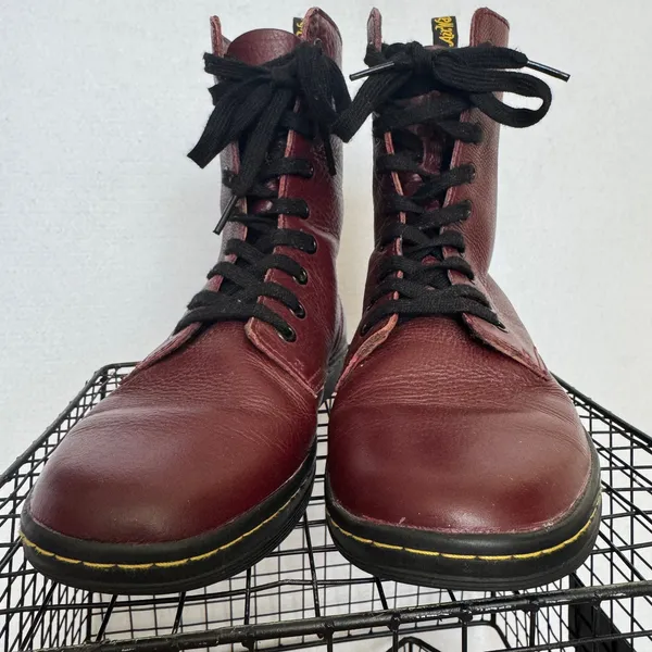 Dr. Martens Stratford Oxblood Leather Floral 9-Eye Combat Boots Women’s 8 - Image 13