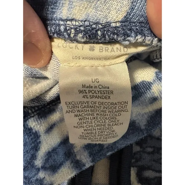 Lucky Brand Lounge Shorts Womens Large Blue Tie Dye Drawstring Athletic Stripe‎ - Image 4