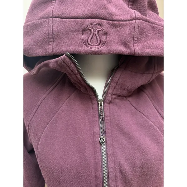 Lululemon Scuba Full Zip Hoodie Plum Purple Thumbhole Women Size 8 Medium - Image 6