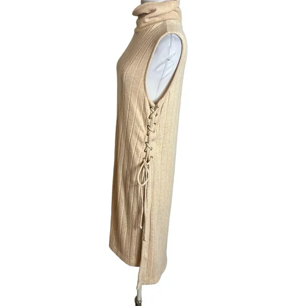 Anthropologie lace up side ‎ Maxi Turtleneck Sweater Tank Size Sz M - Image 6