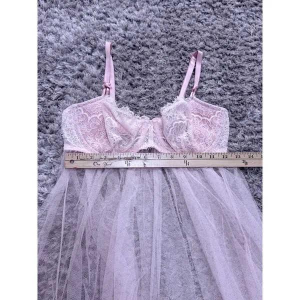 Victoria's Secret Women Bra Light Pink Floral Babydoll Underwired Tulle Size L - Image 11