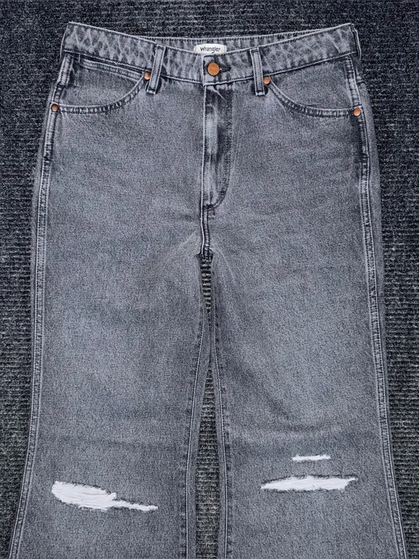 Wrangler Womens Heart Patch Wanderer Flare Jeans High Rise Black 28 x 34 Western - Image 4
