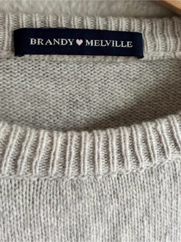 Wool Crewneck Women's Sweater in Light Gray - Image 3