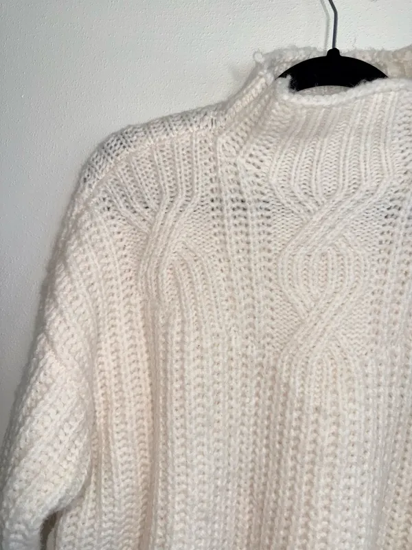 Aerie Ivory White Cable Knit Sweater Mock Turtleneck Wool Cozy - Image 3