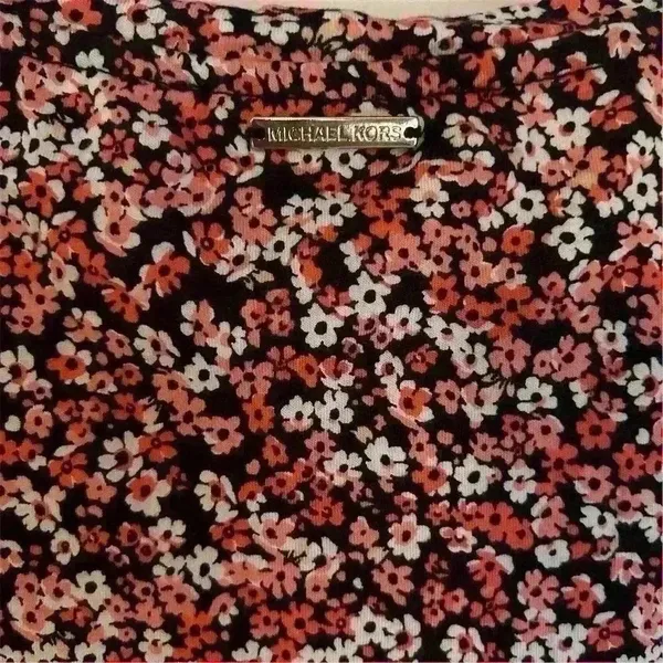 Michael Kors Women's Floral Print Blouse S Multicolor Ruffle Peplum Top - Image 7