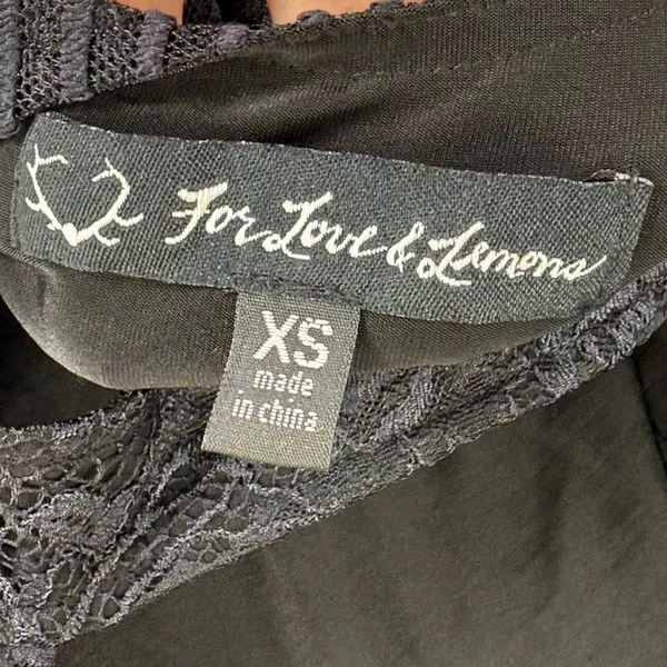 For Love & Lemons Black Lace Mini Dress‎ Short Sleeve Scalloped Eyelash Trim XS - Image 3