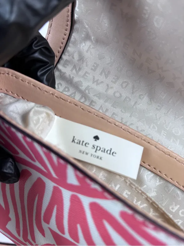 Kate Spade New York Crossbody Bag Pink White Palm Leaf Print - Image 11