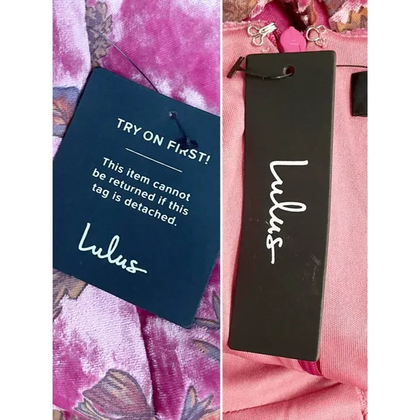 NWT Lulus Simply Decadent Pink Velvet Burnout Floral Bustier Mini Dress Medium - Image 8