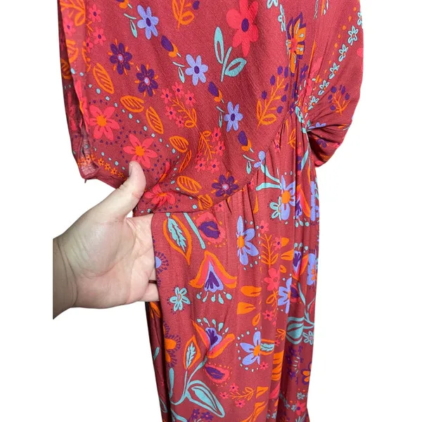 NWT EASEL Women’s Boho Red Multi Floral Maxi Dress - Image 6