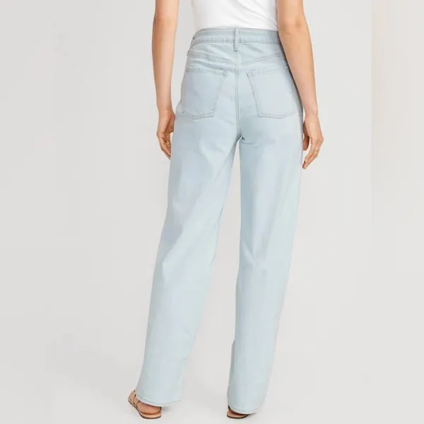 Old Navy New Extra High-Waisted Button-Fly Sky-Hi Straight Raw-Hem‎ Jeans for Women - Image 4