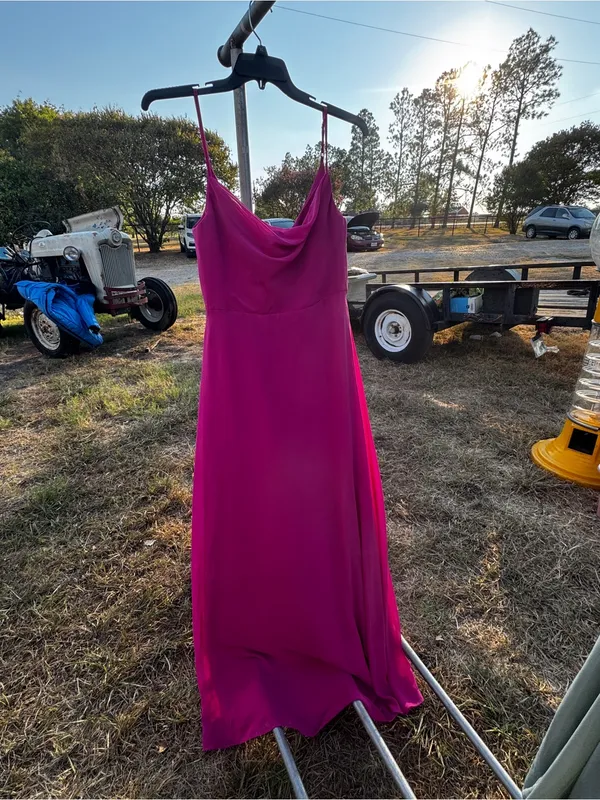 Azazie fuchsia Strapless Cowl Neck Dress - Image 2