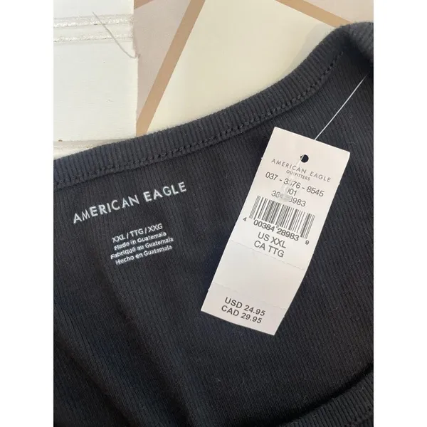 Aerie Tan Ribbed Cropped Tank American Eagle Black Ribbed Tee Yoga Bundle XXL - Image 9
