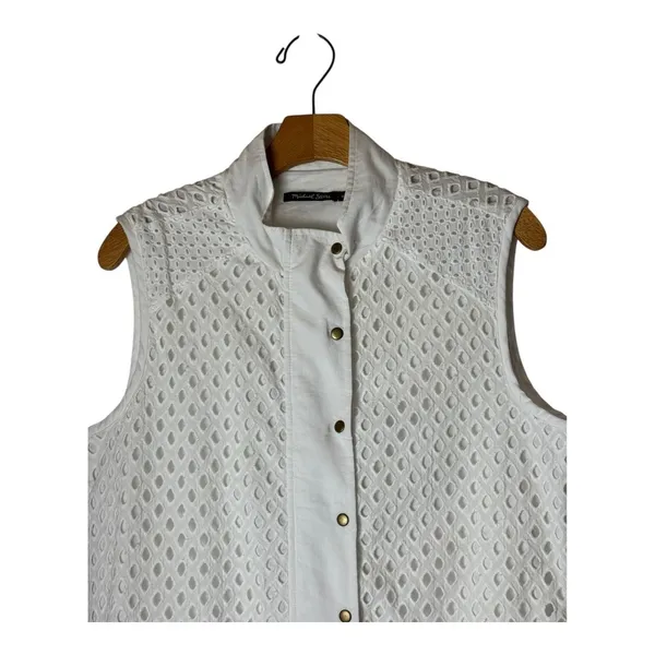 Michael‎ Stars Dress Women Medium White Eyelet Sleeveless Shirt Dress Vest NWT - Image 3