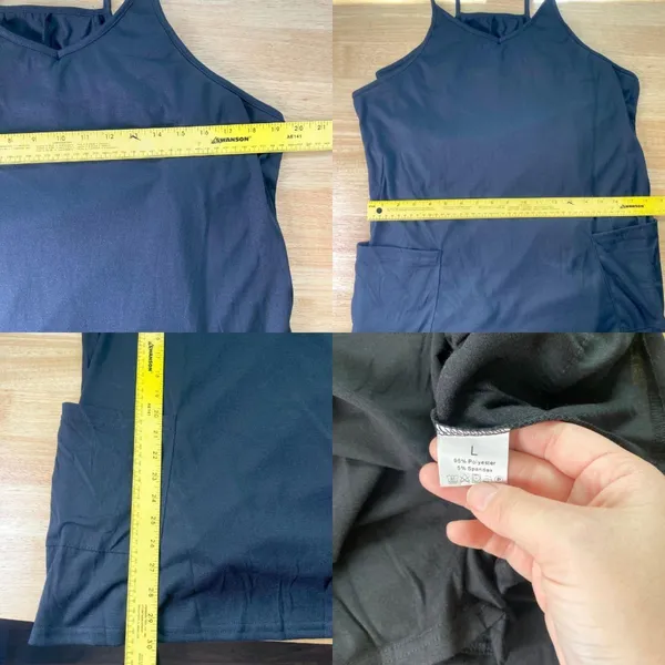Source Unknown NWOT Black Built-in Shorts Romper Dress w Pockets Size L - Image 8