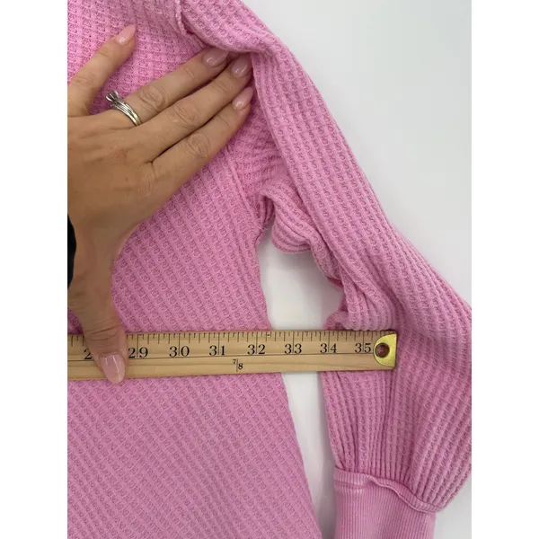Free People We The Free Coraline Thermal Top Pink Waffle Knit Oversized XS - Image 10