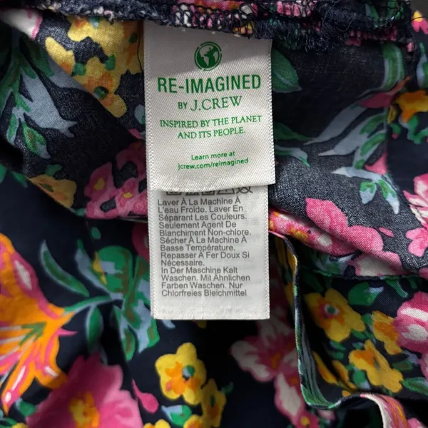 J.Crew Garden‎ Ruffle Cap Sleeve Floral Navy Top 100% Cotton, Small - Image 3