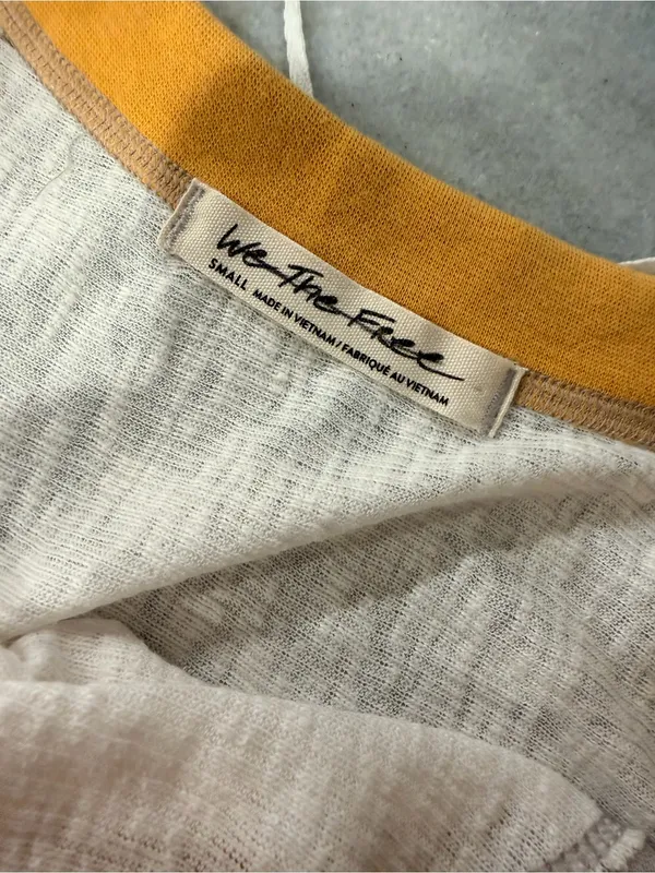 NWOT We The Free Size S Oversized Raglan Long Sleeve Slub Knit Top Gray Cream - Image 10