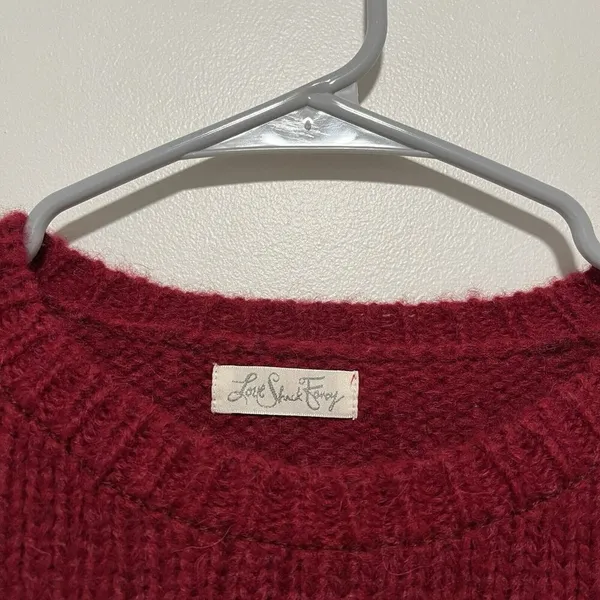 LoveShackFancy Atlas Fringe‎ Crop Red Baby Alpaca Wool Blend Sweater Size Small - Image 5