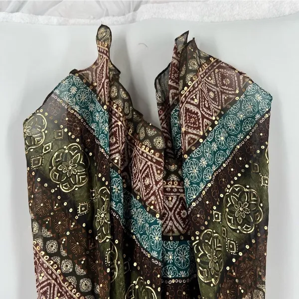 Rabbit Rabbit Rabbit Tribal Boho Printed‎ Chiffon Batwing Asymmetrical Hem Dress - Image 9