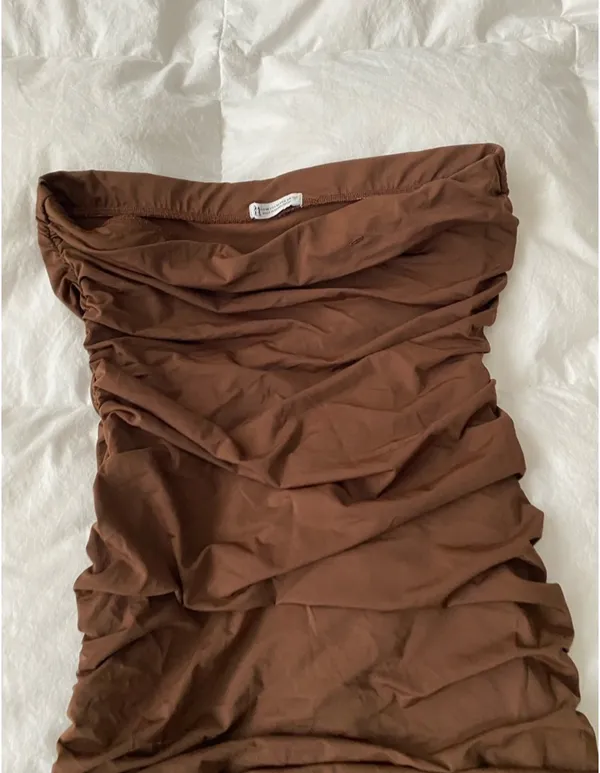 Zara Strapless Dress Brown  - Image 3