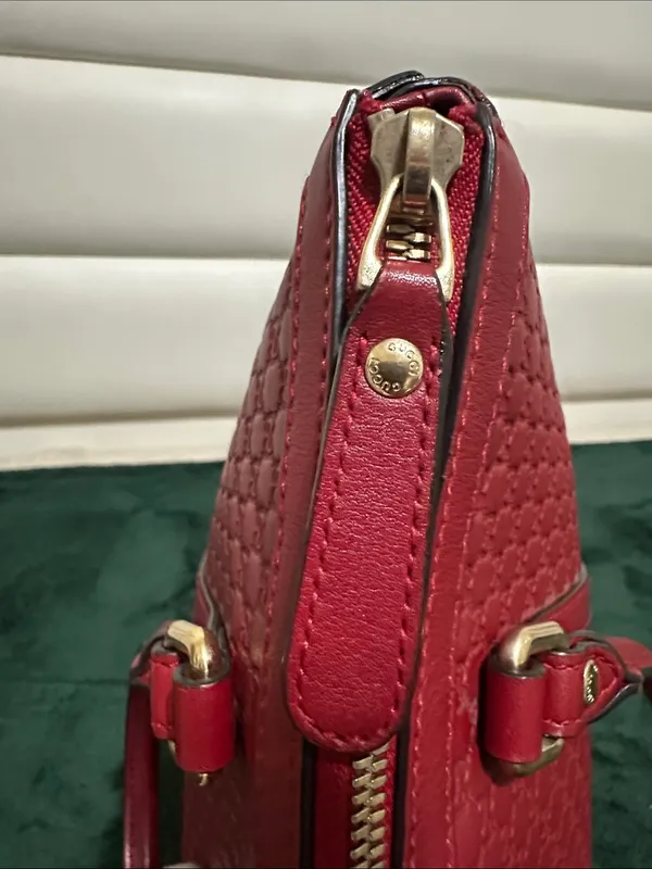 Gucci Micro Guccissima 2-Way Bag in Dark Red - Image 12