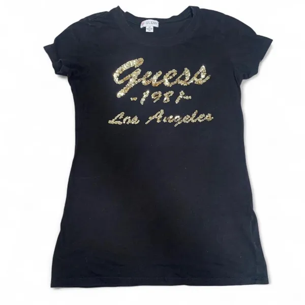 Guess Black Tee with Gold Script - Image 2