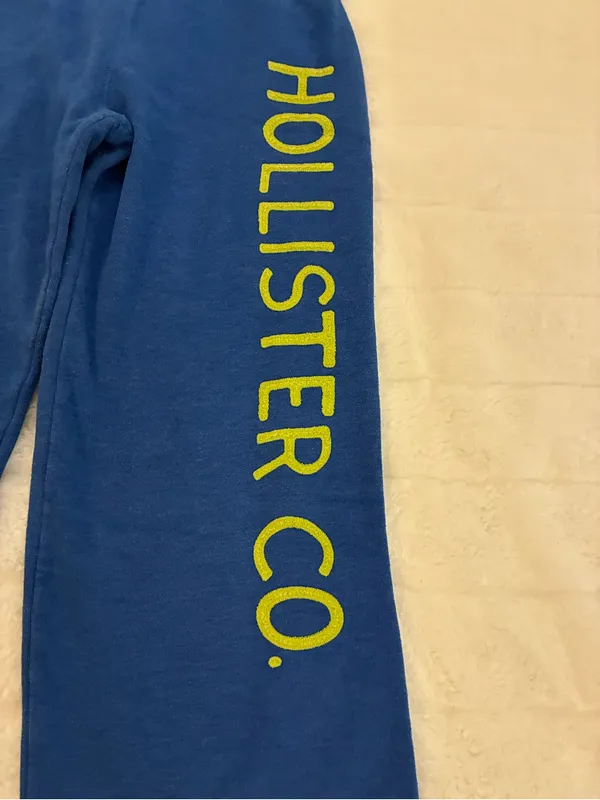 Women’s Hollister Co. Blue Sweatpants with Yellow Logo Size X-Small - Image 2