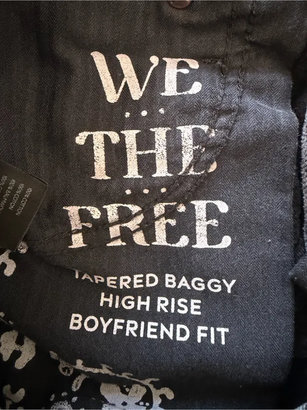 Free People We The Free Tapered Baggy Boyfriend Jeans Black High Rise Size 26 - Image 5