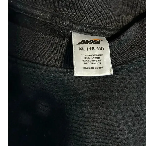 Avia Cropped Crewneck Sweatshirt Size XL 16-18 Black White Stripes Athleisure - Image 6
