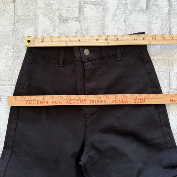 Annie Wear Raw Hem Black Cargo Wide Leg Cropped Jeans Edgy Utility Streetwear M - Image 6
