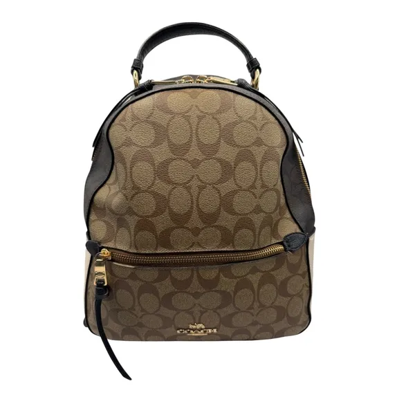 Coach Jordyn Backpack Women Medium Brown Beige Signature Coated Canvas Logo - Image 3