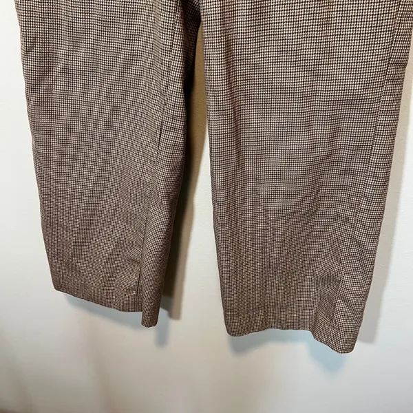 J. Crew Women's Brown‎ Houndstooth Straight Leg Trousers Plaid Dress Pants 6 - Image 3