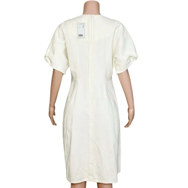COS Puff Sleeve Organic Cotton Denim Mini Dress, White, 12 (US) - Image 10