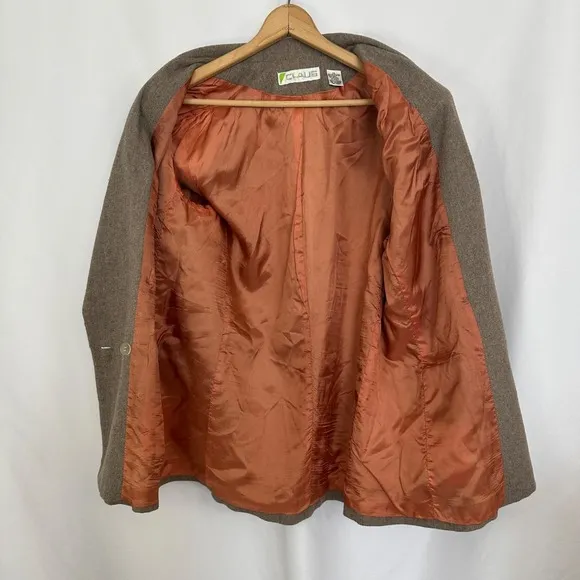 Vintage Claus Wool Blend Blazer Double Breasted Career‎ Jacket Brown Womens 14 - Image 4