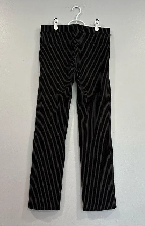 Betabrand Black White Pinstripe Straight Classic Yoga Pants Large L - Image 3