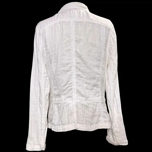 Old Navy L Blazer White Cotton Lightweight Textured Casual Professional Summer‎ - Image 2