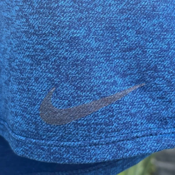 Nike Women's Heathered Blue Pull on Drawstring Dry-Fit Active Shorts - Image 3