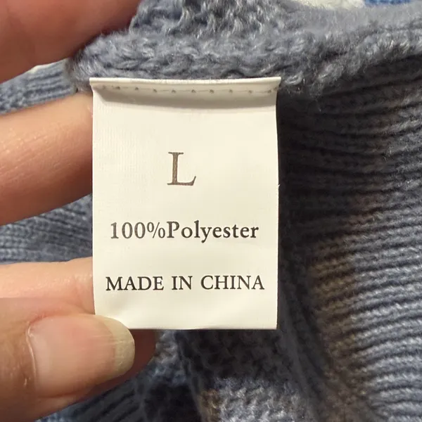 Stylish Women's Colorblock Sweater - Blue, Gray, and White - Image 3