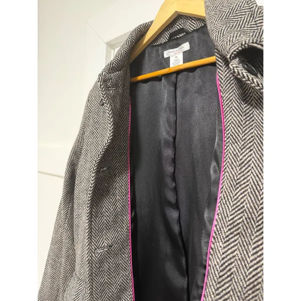Isaac Mizrahi Live Womens XL Herringbone Wool Coat preppy academia professional - Image 12