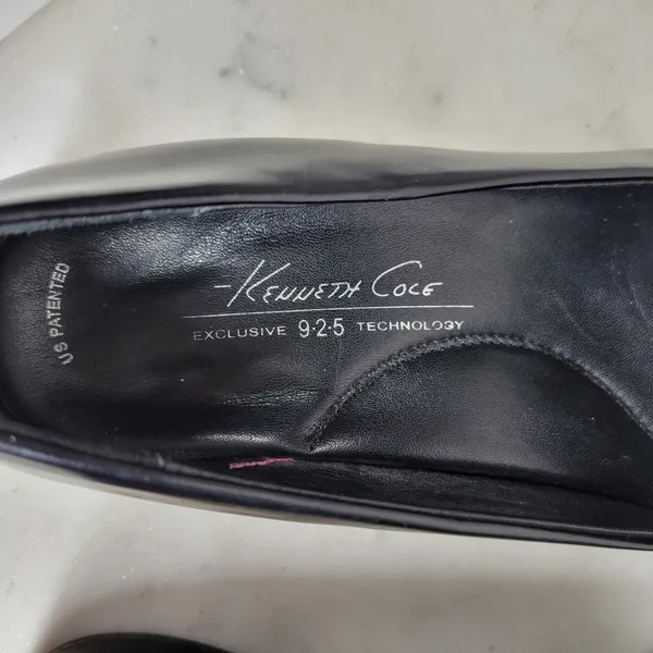 VTG Kenneth Cole Hudson Loafers 7 Black White Two Tone Leather Slip On Flats - Image 8