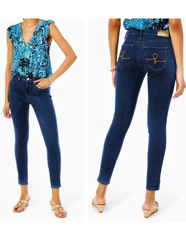 $138 Lilly Pulitzer Eagan High Rise Skinny Jeans in Bennet Wash size 2 - Image 2