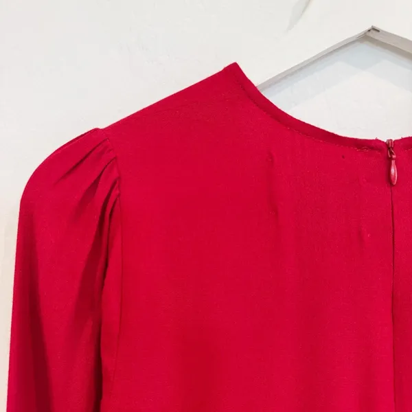 Reformation Puff Sleeve Midi Dress Size 0 Jewel Neck Flowy Office‎ Siren Elegan - Image 8