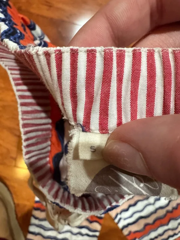 Anthropologie Pajama Pants in White, Orange & Navy Stripes Size Small - Image 4