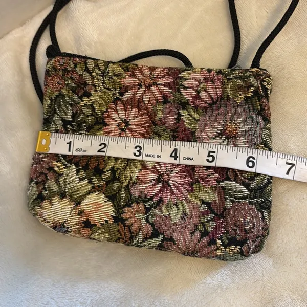 Source Unknown TAPESTRY MINI CROSSBODY COLORFUL ZIP CLOSURE ON TOP BLACK NYLON STRING CROSSBODY - Image 6