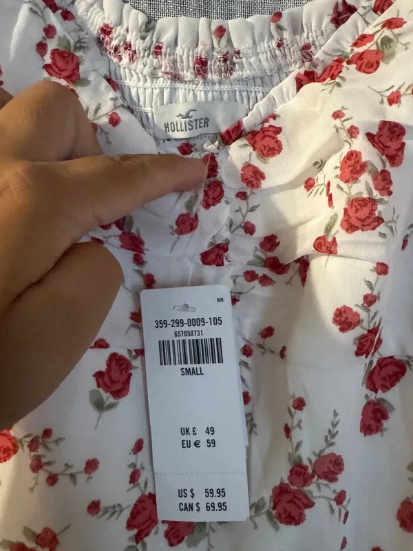 Hollister White Midi Dress with Pink Floral Print - Image 8