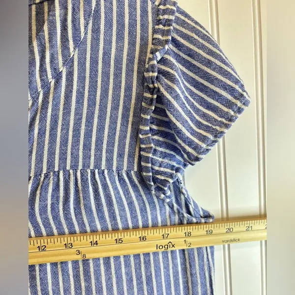For Cynthia Striped Blue Midi Dress size S.55% LINEN 45% VISCOSE - Image 10