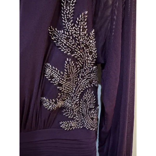 Betsy And Adam Long Evening Gown Purple Embellished Size 10 - Image 6