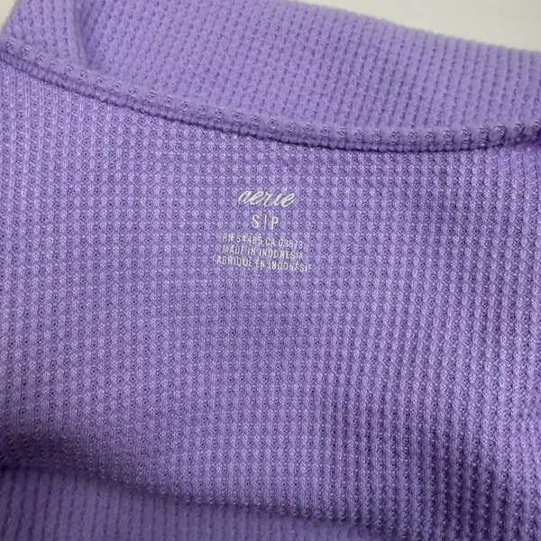 Aerie Waffle Knit Wrap Top Sz S Lavender Thermal Soft Girl Chic Balletcore Lilac - Image 4